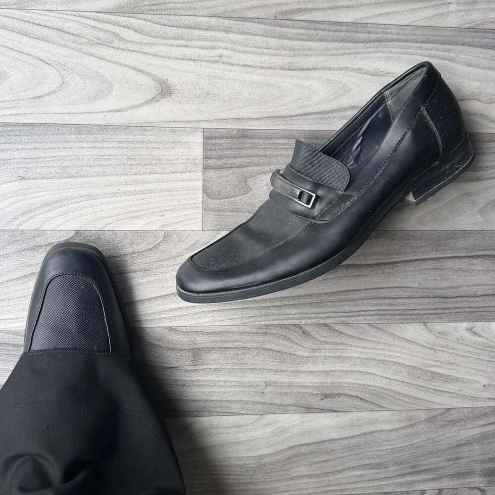 Calvin Klein CMJameson Black Leather Buckle Loafers Mens Size 10